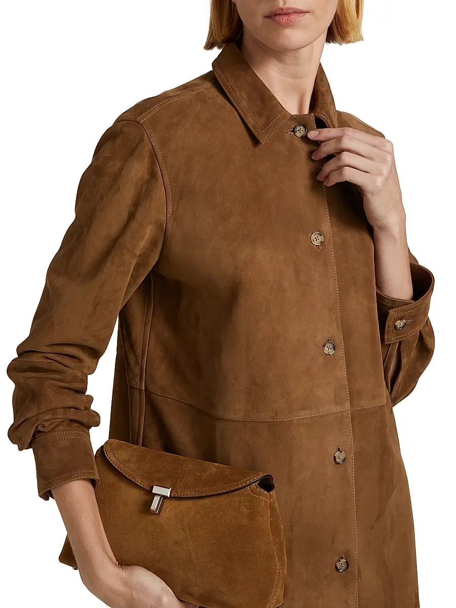 Toteme Women's Soft Suede Shirt - Tobacco | Thumbnail 6 Toteme Women's Soft Suede Shirt - Tobacco | Thumbnail 6