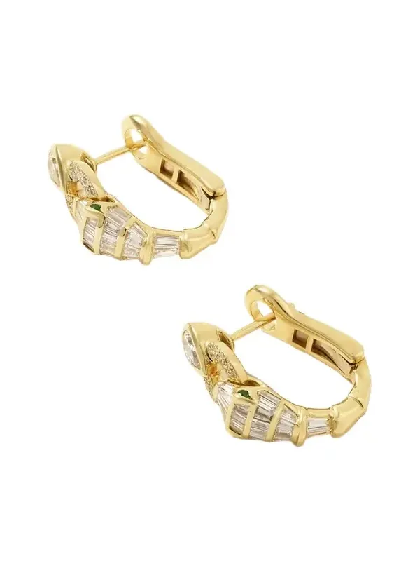 Serpentine 18-karat Gold, Diamond And Garnet Earrings Serpentine 18-karat Gold, Diamond And Garnet Earrings