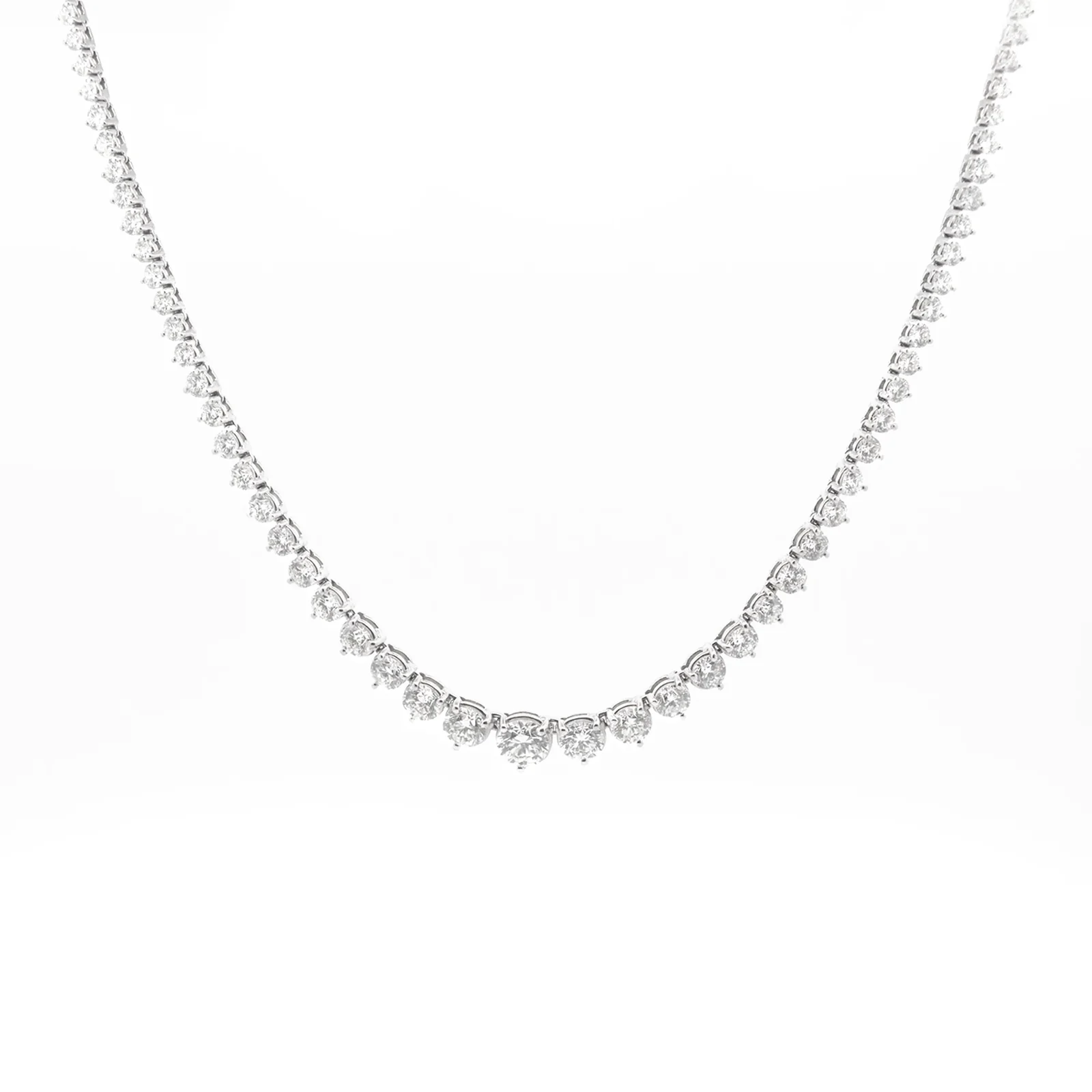 16.67ct Diamond 18K Gold Graduated Tennis Necklace