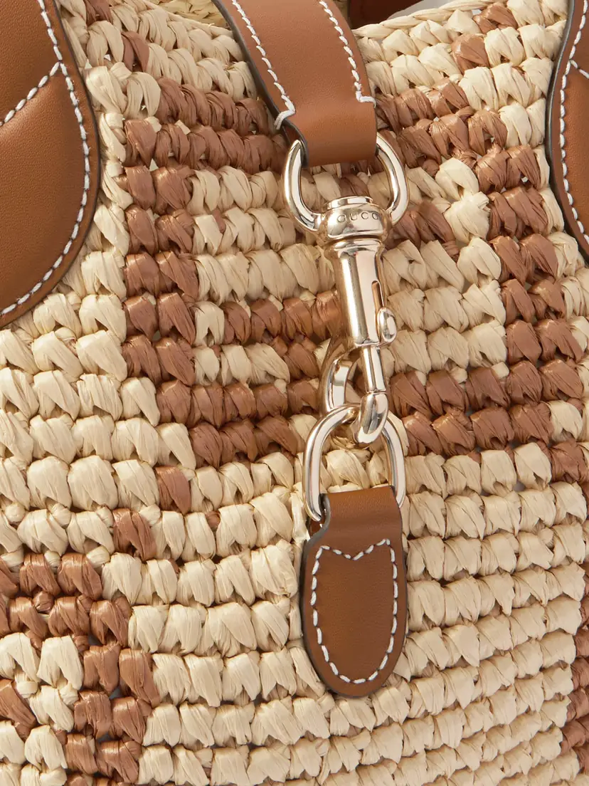 Gucci Leather-trimmed Logo-jacquard Raffia Tote | Thumbnail 4 Gucci Leather-trimmed Logo-jacquard Raffia Tote | Thumbnail 4