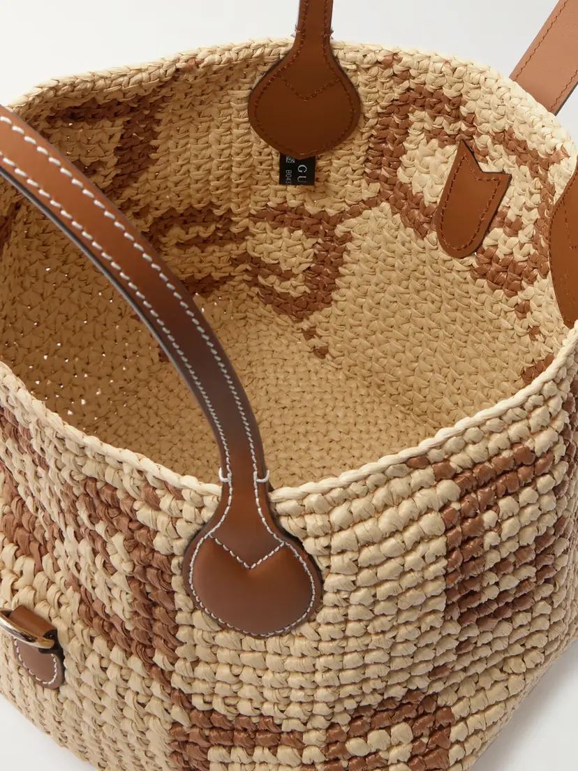 Gucci Leather-trimmed Logo-jacquard Raffia Tote | Thumbnail 5 Gucci Leather-trimmed Logo-jacquard Raffia Tote | Thumbnail 5