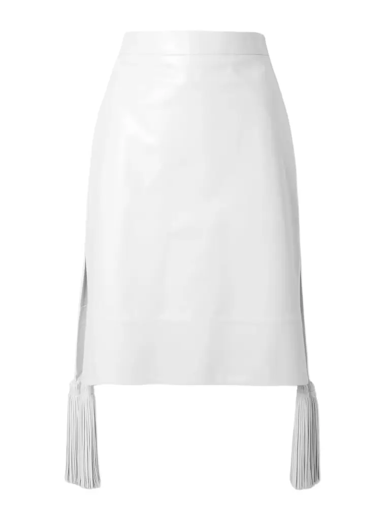 Bottega Veneta Tasseled Glossed-leather Midi Skirt | Image 1 Bottega Veneta Tasseled Glossed-leather Midi Skirt | Image 1