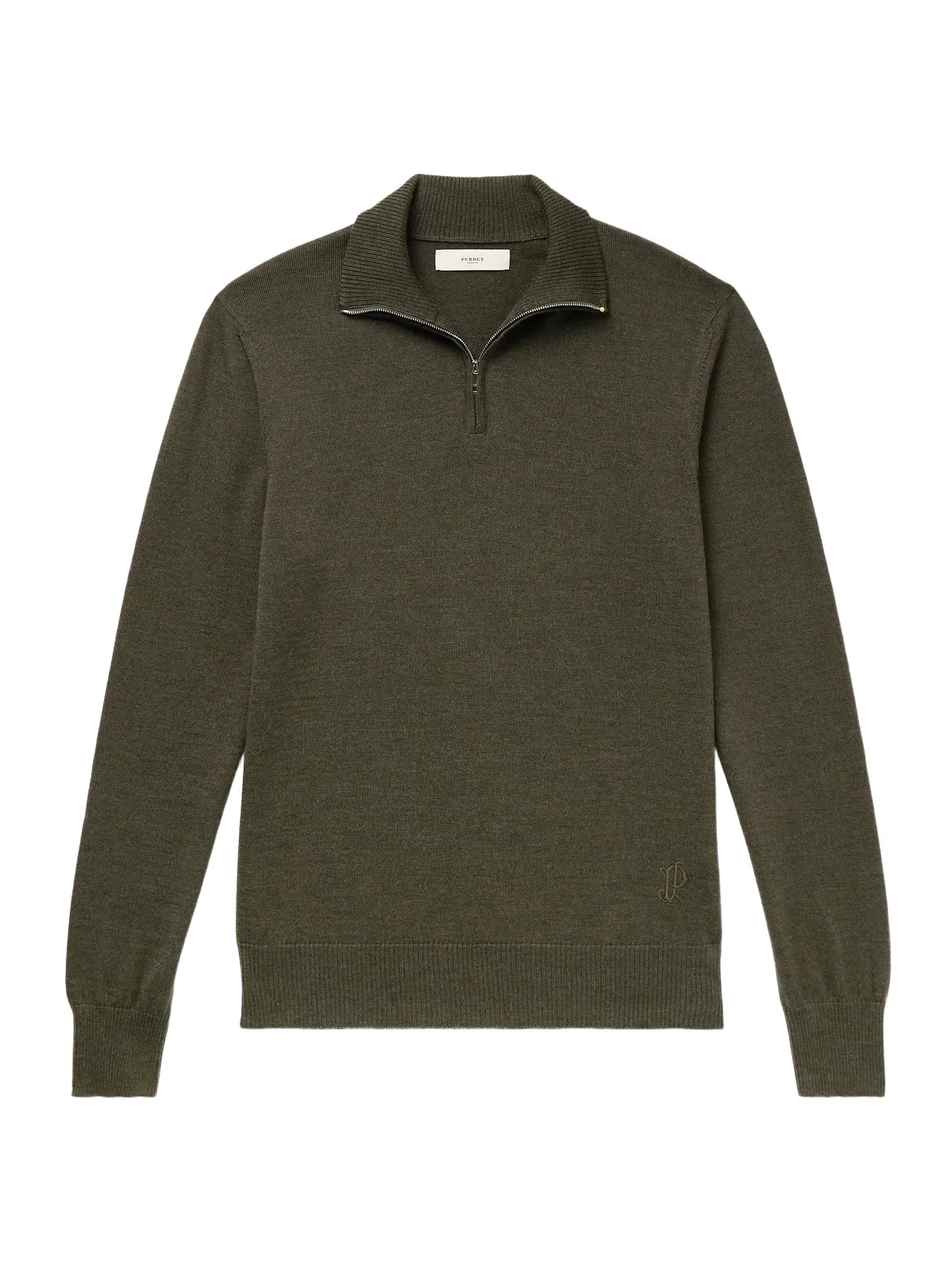 Linton Logo-Embroidered Wool Half-Zip Sweater - Men