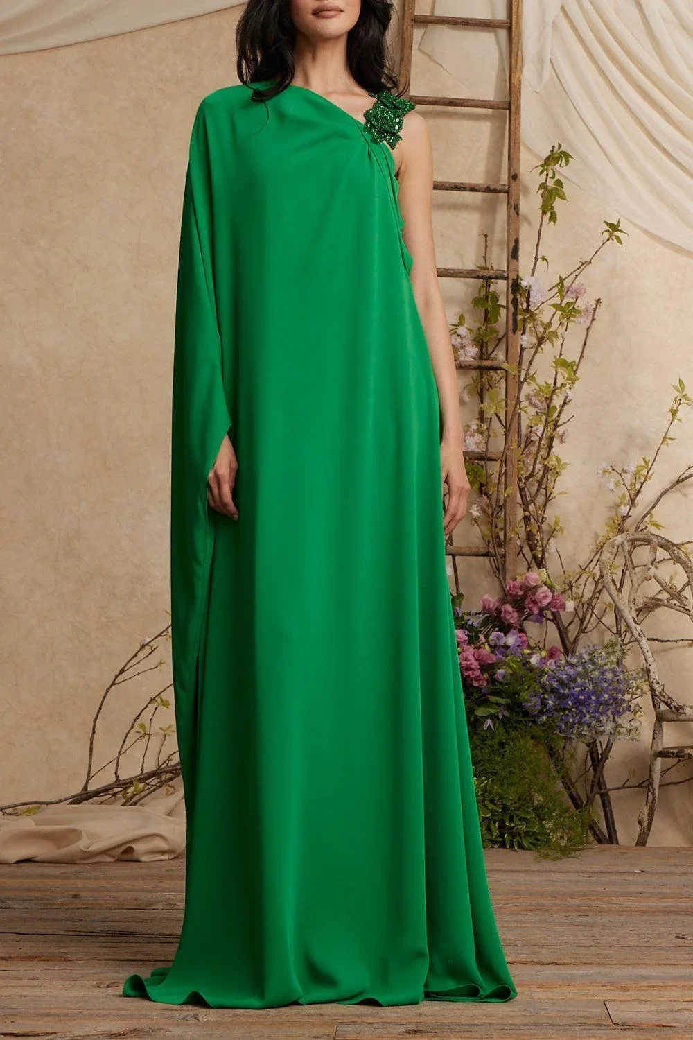 One Shoulder Embellished Caftan