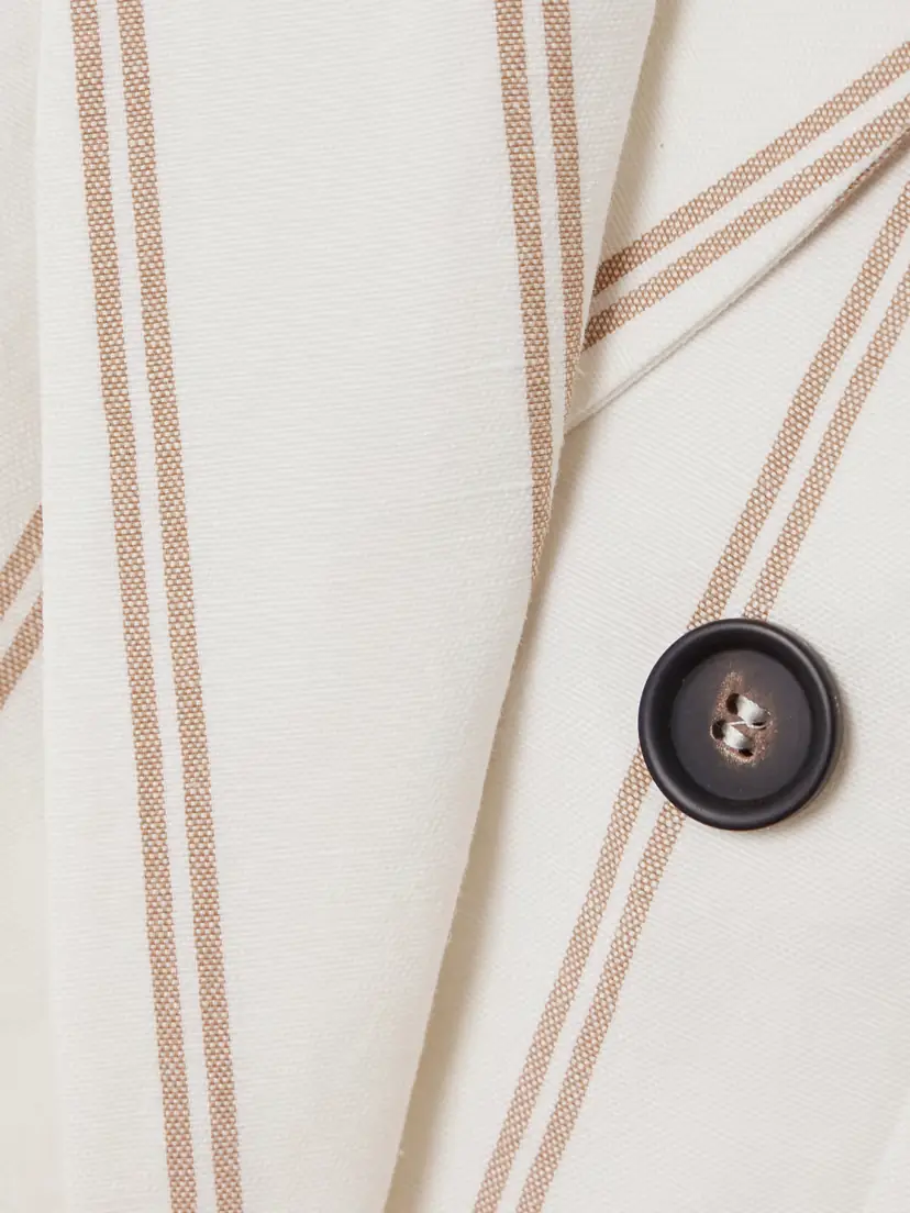 Brunello Cucinelli Double-breasted Striped Linen And Cotton-blend Blazer | Thumbnail 5 Brunello Cucinelli Double-breasted Striped Linen And Cotton-blend Blazer | Thumbnail 5