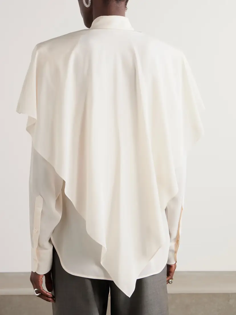 Stella McCartney Cape-effect Organic Silk-crepe De Chine Shirt | Thumbnail 4 Stella McCartney Cape-effect Organic Silk-crepe De Chine Shirt | Thumbnail 4