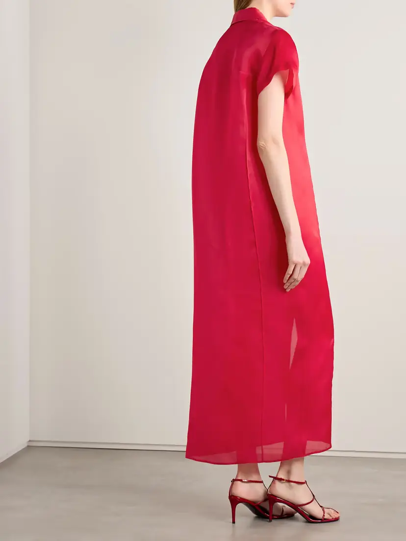 Khaite Effy Silk And Cotton-blend Organza Midi Shirt Dress | Thumbnail 3