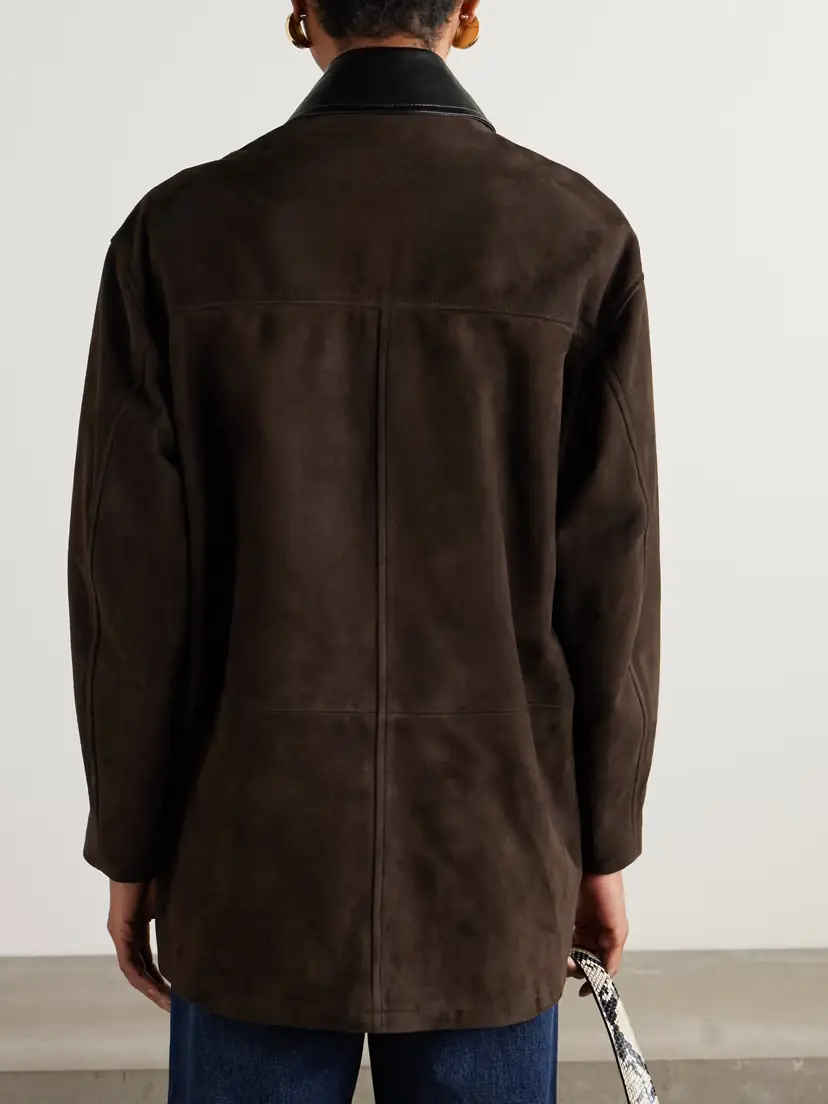Nour Hammour Barn Leather-trimmed Suede Jacket | Thumbnail 4 Nour Hammour Barn Leather-trimmed Suede Jacket | Thumbnail 4