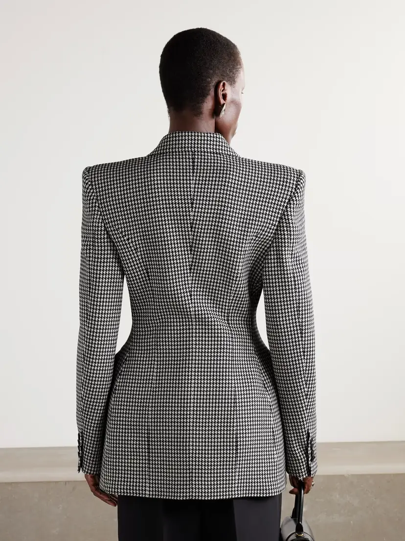 Balenciaga Hourglass Houndstooth Double-breasted Wool Blazer | Thumbnail 4 Balenciaga Hourglass Houndstooth Double-breasted Wool Blazer | Thumbnail 4