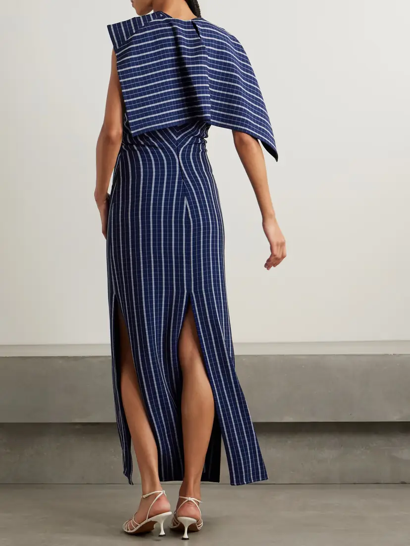 Proenza Schouler Selene Asymmetric Draped Checked Stretch-crepe Maxi Dress | Thumbnail 3 Proenza Schouler Selene Asymmetric Draped Checked Stretch-crepe Maxi Dress | Thumbnail 3