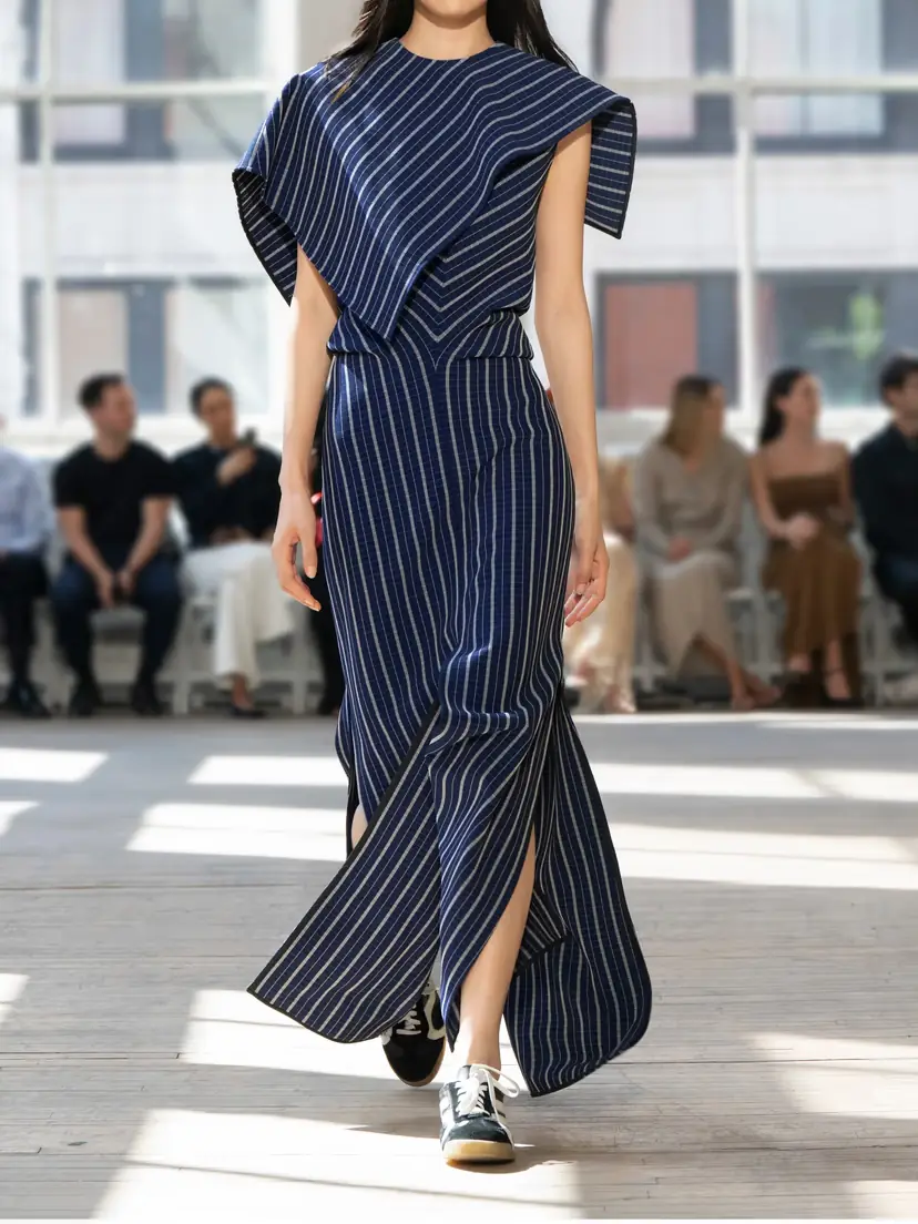 Proenza Schouler Selene Asymmetric Draped Checked Stretch-crepe Maxi Dress | Thumbnail 4 Proenza Schouler Selene Asymmetric Draped Checked Stretch-crepe Maxi Dress | Thumbnail 4