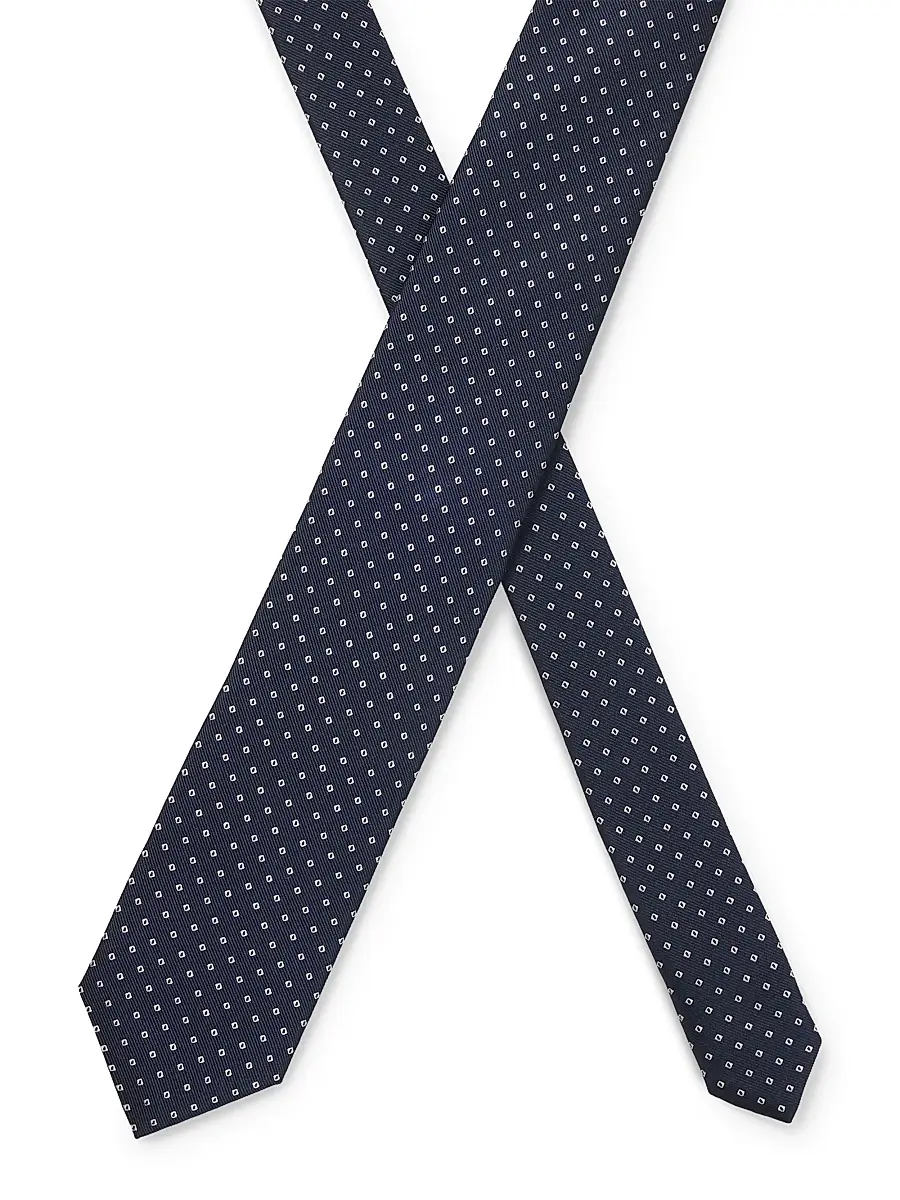 BOSS Men's Silk Blend Tie with Jacquard Woven Pattern - Dark Blue | Thumbnail 3 BOSS Men's Silk Blend Tie with Jacquard Woven Pattern - Dark Blue | Thumbnail 3