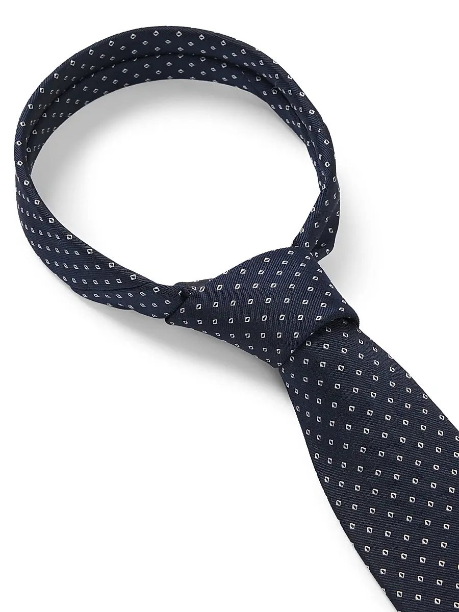 BOSS Men's Silk Blend Tie with Jacquard Woven Pattern - Dark Blue | Thumbnail 4 BOSS Men's Silk Blend Tie with Jacquard Woven Pattern - Dark Blue | Thumbnail 4