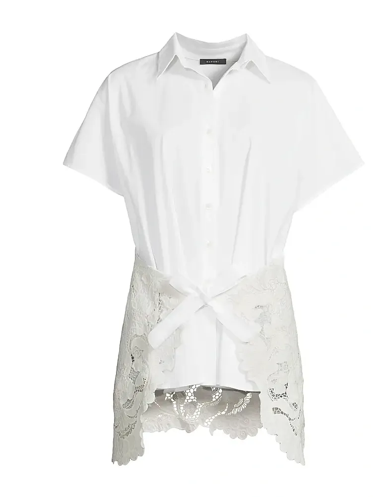Natori Women's Kumo Appliqué Lace Wrap Shirt