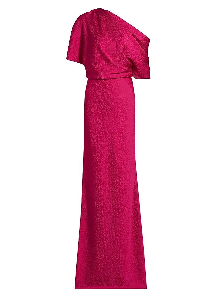 Amsale Women's Satin Draped One-Shoulder Column Gown - Magenta | Image 1 Amsale Women's Satin Draped One-Shoulder Column Gown - Magenta | Image 1