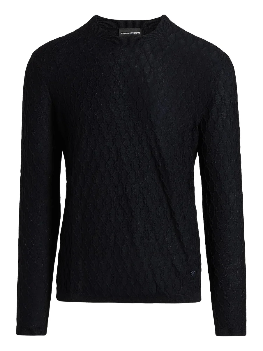 Men's Textured Wool Jacquard Crewneck Sweater Men's Textured Wool Jacquard Crewneck Sweater