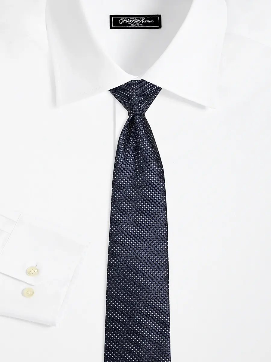 Emporio Armani Men's Jacquard Silk-Cotton Tie - Navy | Thumbnail 2 Emporio Armani Men's Jacquard Silk-Cotton Tie - Navy | Thumbnail 2