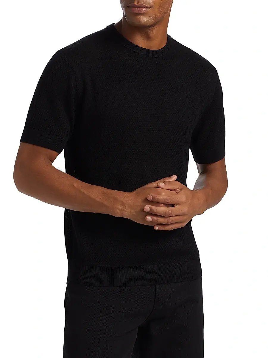 Emporio Armani Men's Textured Dot Short-Sleeve Sweater | Thumbnail 4 Emporio Armani Men's Textured Dot Short-Sleeve Sweater | Thumbnail 4