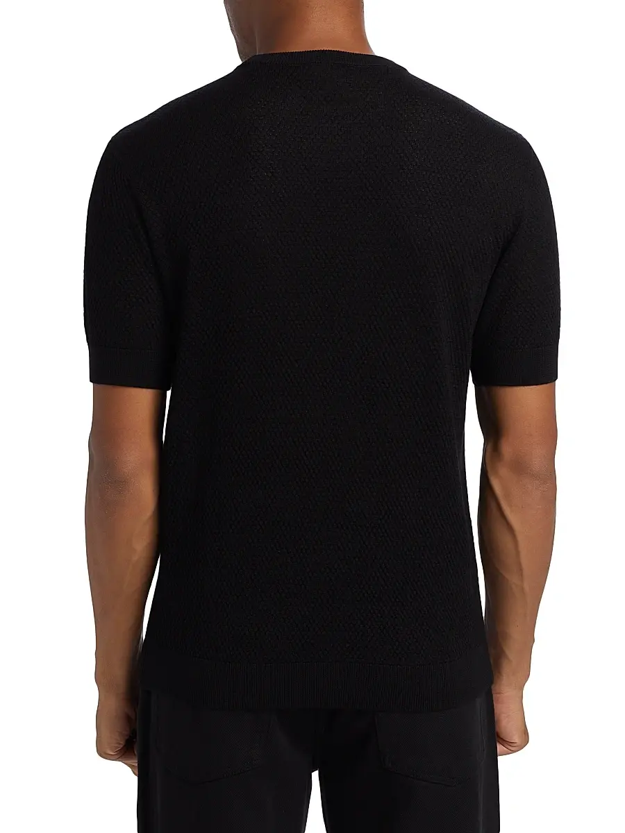 Emporio Armani Men's Textured Dot Short-Sleeve Sweater | Thumbnail 5 Emporio Armani Men's Textured Dot Short-Sleeve Sweater | Thumbnail 5