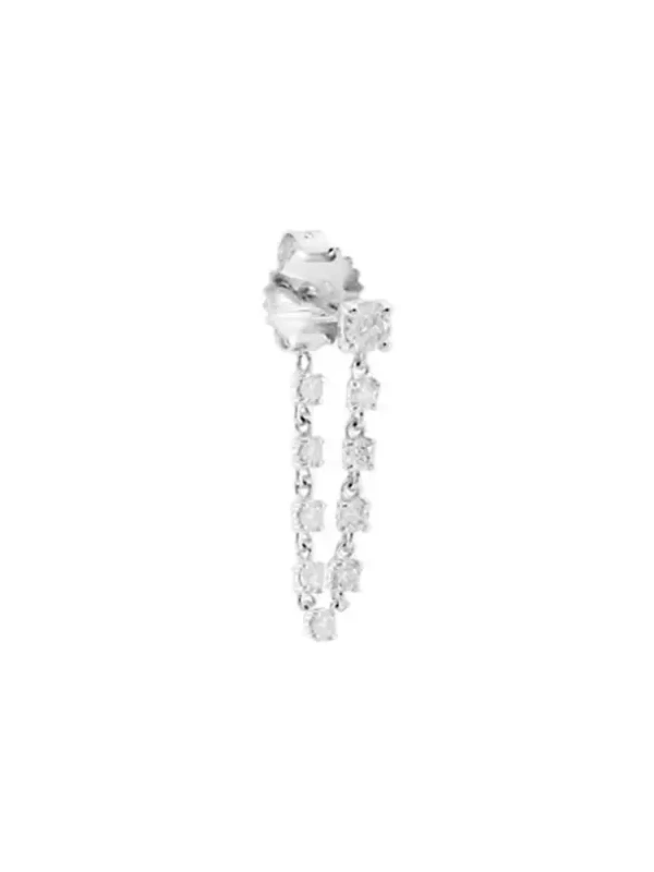 Diamond 18K Gold Draped Chain Earrings One Side