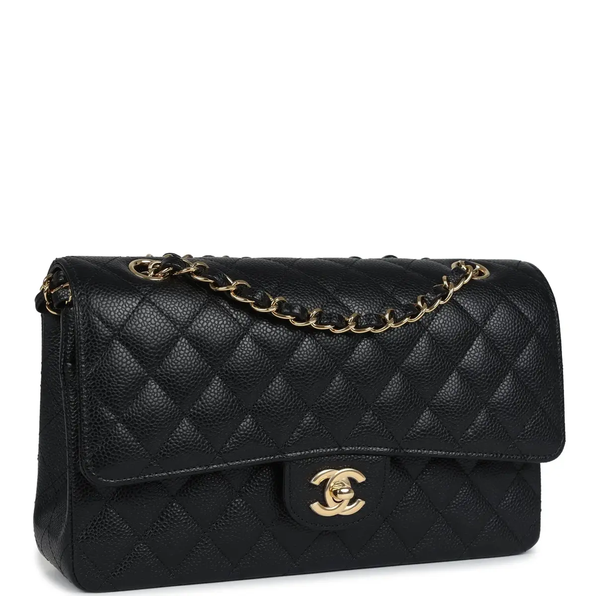 Chanel Chanel Medium Classic Double Flap Bag Black Caviar Gold Hardware | Thumbnail 2