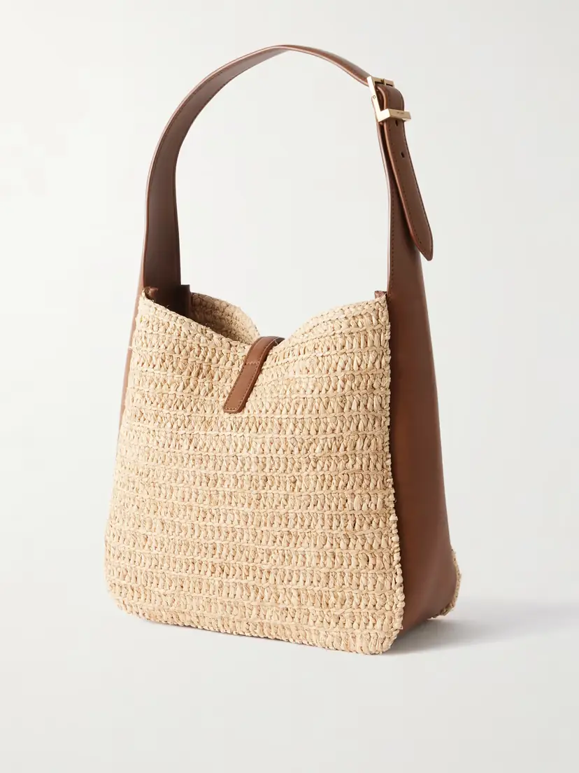 Saint Laurent Le 5 À 7 Bea Small Leather-trimmed Raffia Shoulder Bag | Thumbnail 3 Saint Laurent Le 5 À 7 Bea Small Leather-trimmed Raffia Shoulder Bag | Thumbnail 3