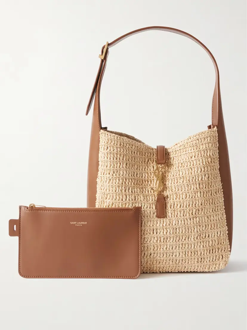 Saint Laurent Le 5 À 7 Bea Small Leather-trimmed Raffia Shoulder Bag | Thumbnail 6 Saint Laurent Le 5 À 7 Bea Small Leather-trimmed Raffia Shoulder Bag | Thumbnail 6