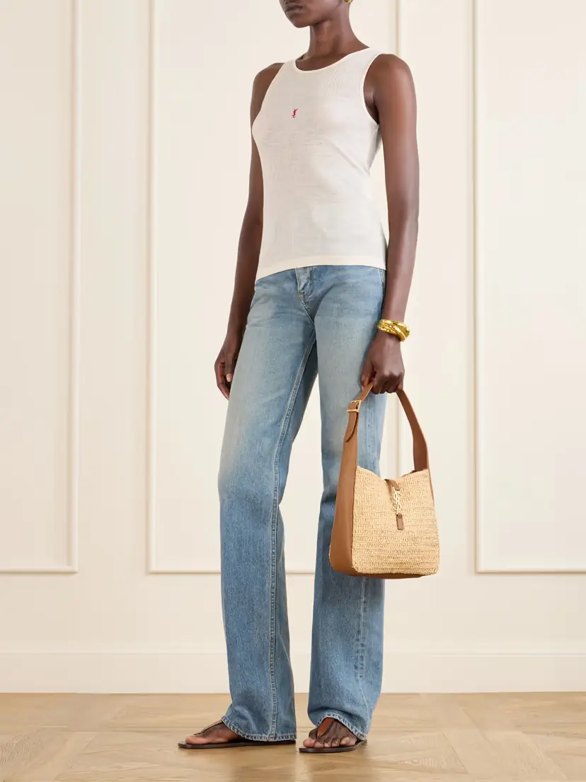 Saint Laurent Le 5 À 7 Bea Small Leather-trimmed Raffia Shoulder Bag | Thumbnail 7 Saint Laurent Le 5 À 7 Bea Small Leather-trimmed Raffia Shoulder Bag | Thumbnail 7