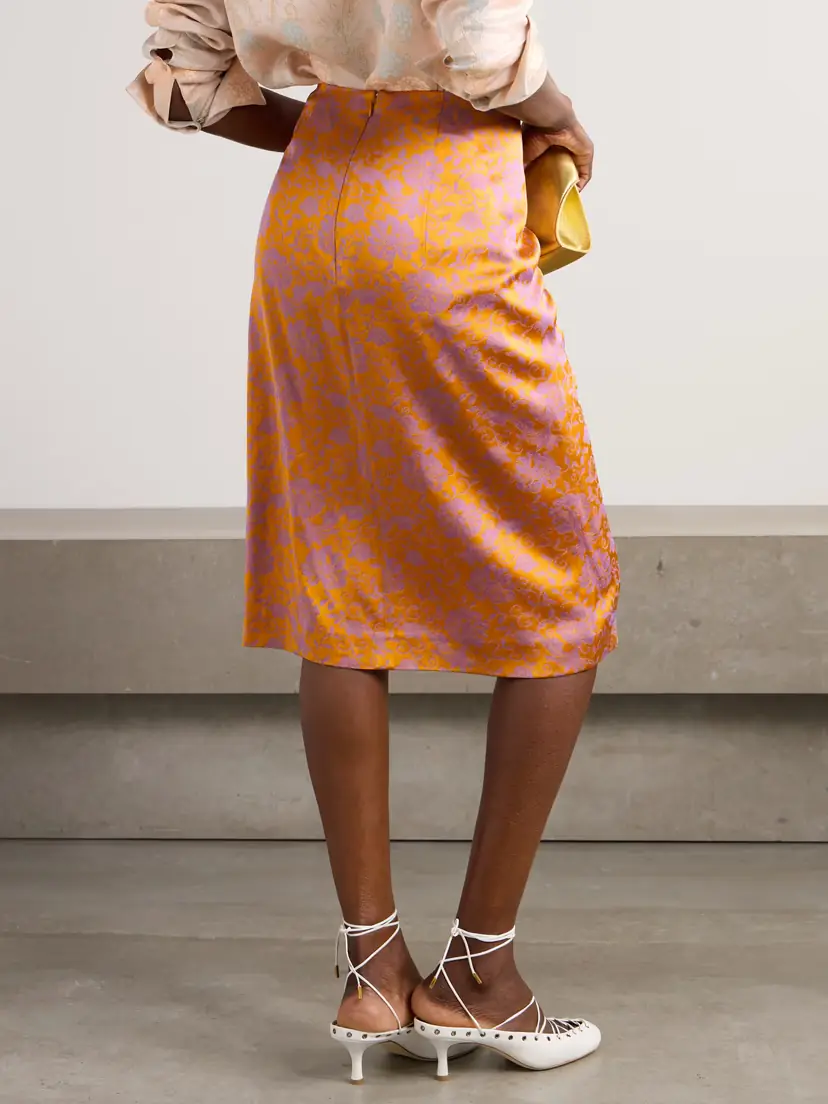 Dries Van Noten Wrap-effect Satin-jacquard Midi Skirt | Thumbnail 3 Dries Van Noten Wrap-effect Satin-jacquard Midi Skirt | Thumbnail 3