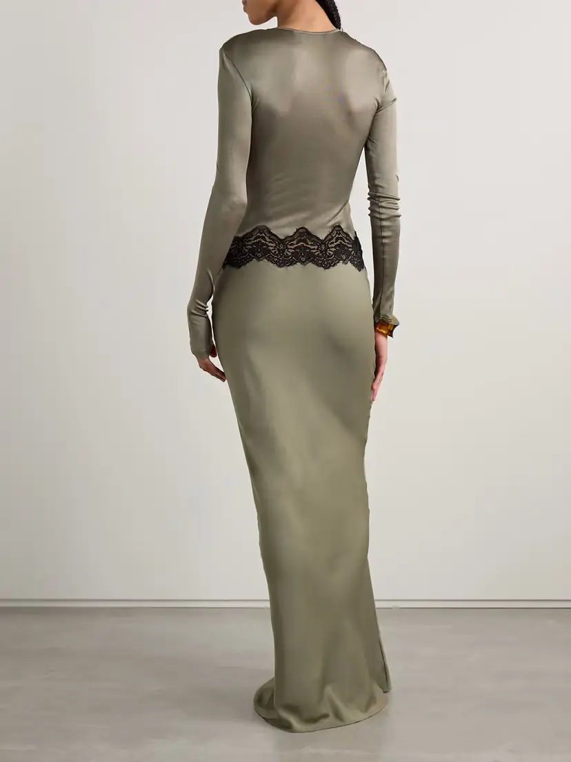 Christopher Esber Cutout Twist-front Lace-trimmed Ribbed-knit And Crepe Gown | Thumbnail 3 Christopher Esber Cutout Twist-front Lace-trimmed Ribbed-knit And Crepe Gown | Thumbnail 3