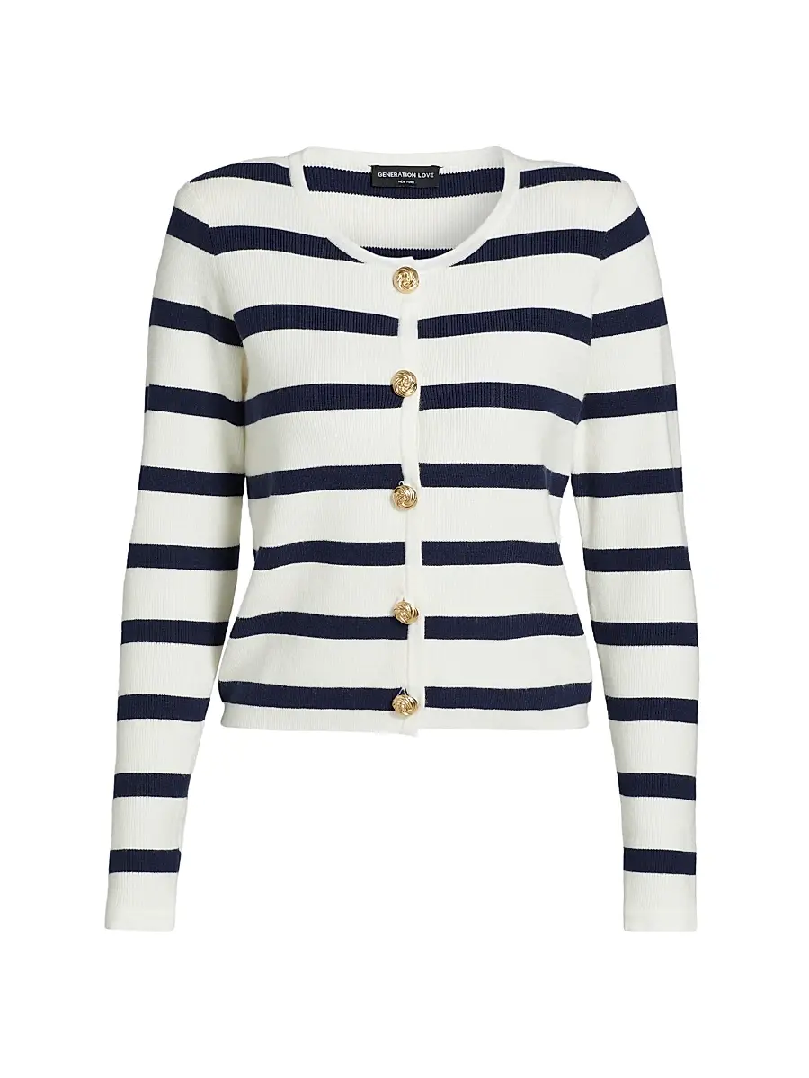 Generation Love Women's Logan Striped Crop Cardigan