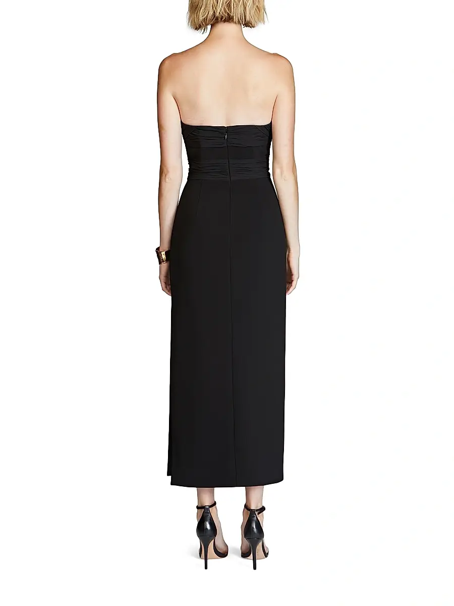 Halston Women's Marguerite Crepe Strapless Midi-Dress | Thumbnail 5 Halston Women's Marguerite Crepe Strapless Midi-Dress | Thumbnail 5