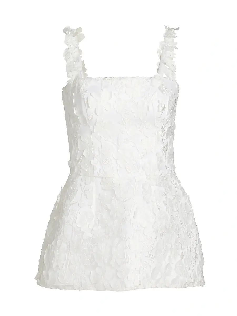 Mariandree Gaitan Women's Marie Floral Lace Peplum Top - White - Size Large | Image 1 Mariandree Gaitan Women's Marie Floral Lace Peplum Top - White - Size Large | Image 1