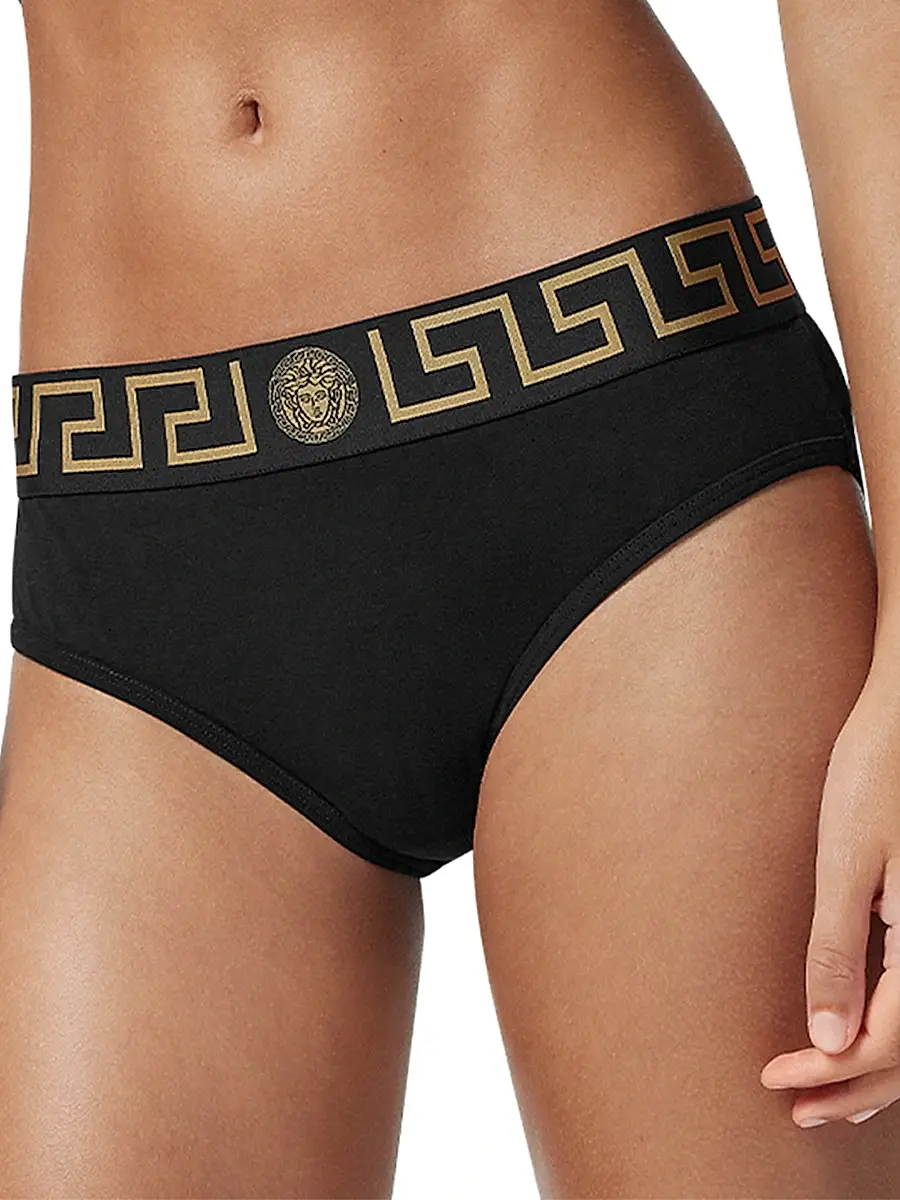 Versace Women's Stretch Cotton Logo Briefs | Thumbnail 3 Versace Women's Stretch Cotton Logo Briefs | Thumbnail 3