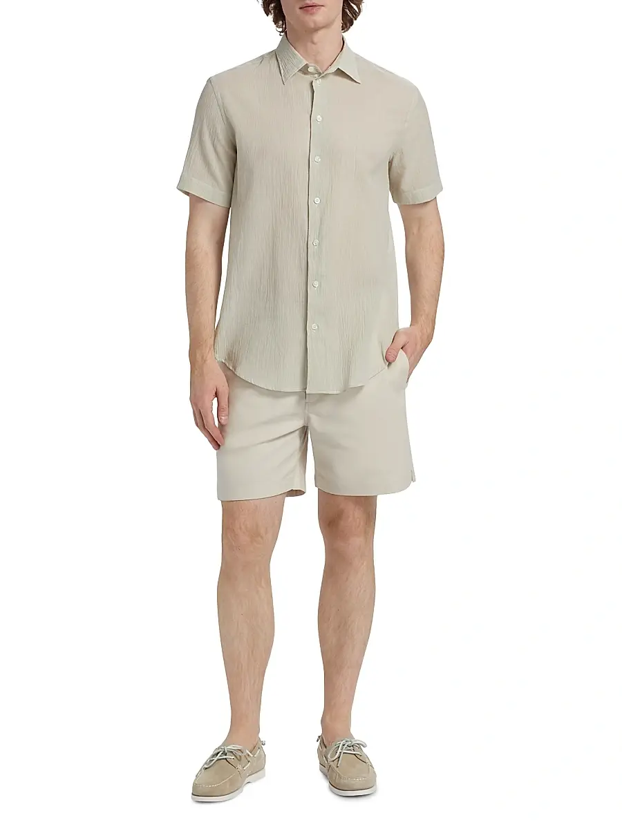 Emporio Armani Men's Solid Cotton Button-Front Shirt | Thumbnail 2 Emporio Armani Men's Solid Cotton Button-Front Shirt | Thumbnail 2
