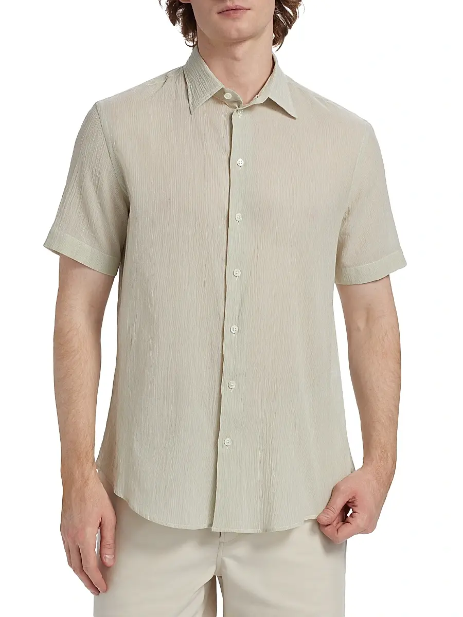 Emporio Armani Men's Solid Cotton Button-Front Shirt | Thumbnail 3 Emporio Armani Men's Solid Cotton Button-Front Shirt | Thumbnail 3