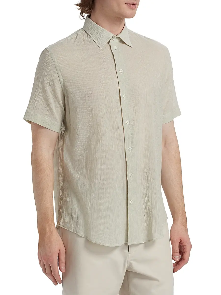 Emporio Armani Men's Solid Cotton Button-Front Shirt | Thumbnail 4 Emporio Armani Men's Solid Cotton Button-Front Shirt | Thumbnail 4