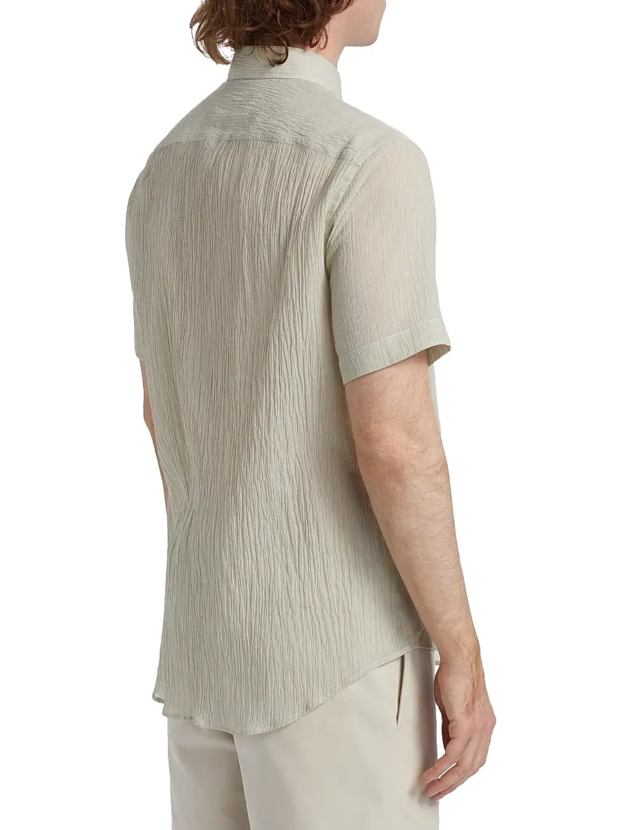 Emporio Armani Men's Solid Cotton Button-Front Shirt | Thumbnail 5 Emporio Armani Men's Solid Cotton Button-Front Shirt | Thumbnail 5