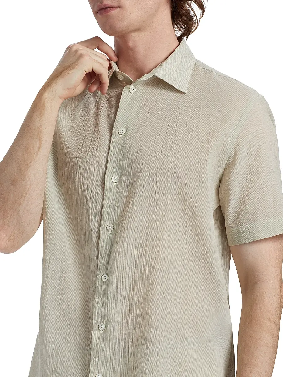 Emporio Armani Men's Solid Cotton Button-Front Shirt | Thumbnail 6 Emporio Armani Men's Solid Cotton Button-Front Shirt | Thumbnail 6