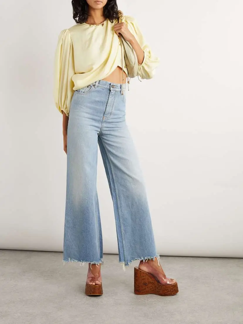 Chloé Draped Wrap-effect Cropped Silk-satin Blouse | Thumbnail 2