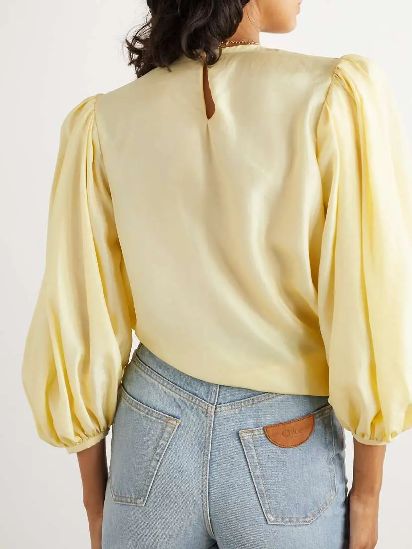 Chloé Draped Wrap-effect Cropped Silk-satin Blouse | Thumbnail 3