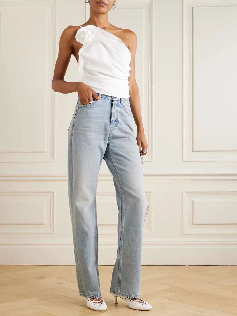 Magda Butrym One-shoulder Appliquéd Draped Woven Top | Thumbnail 2 Magda Butrym One-shoulder Appliquéd Draped Woven Top | Thumbnail 2