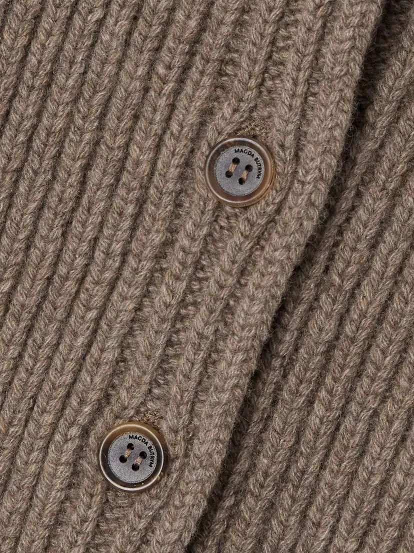 Magda Butrym Cropped Cotton Crochet-trimmed Ribbed Cashmere Cardigan | Thumbnail 4
