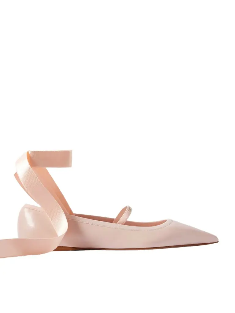 Ferragamo Carice Satin-trimmed Leather Ballet Flats | Image 1 Ferragamo Carice Satin-trimmed Leather Ballet Flats | Image 1