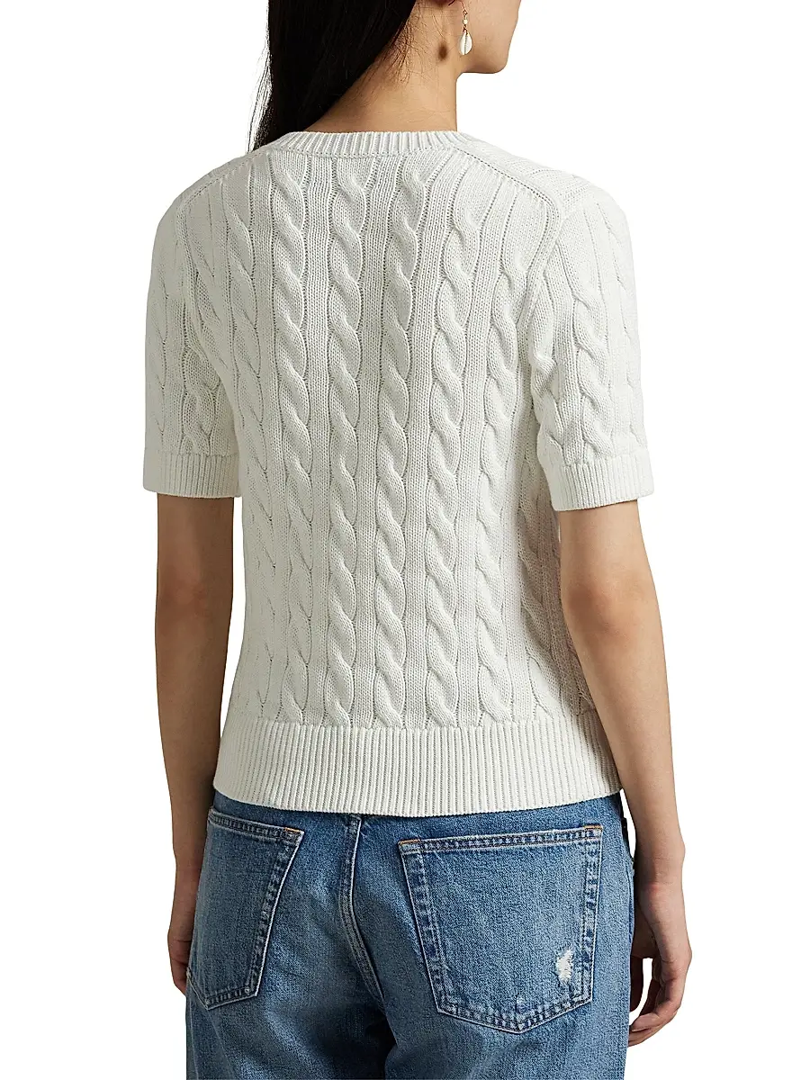 Polo Ralph Lauren Women's Cable-Knit Short-Sleeve Cardigan | Thumbnail 4 Polo Ralph Lauren Women's Cable-Knit Short-Sleeve Cardigan | Thumbnail 4
