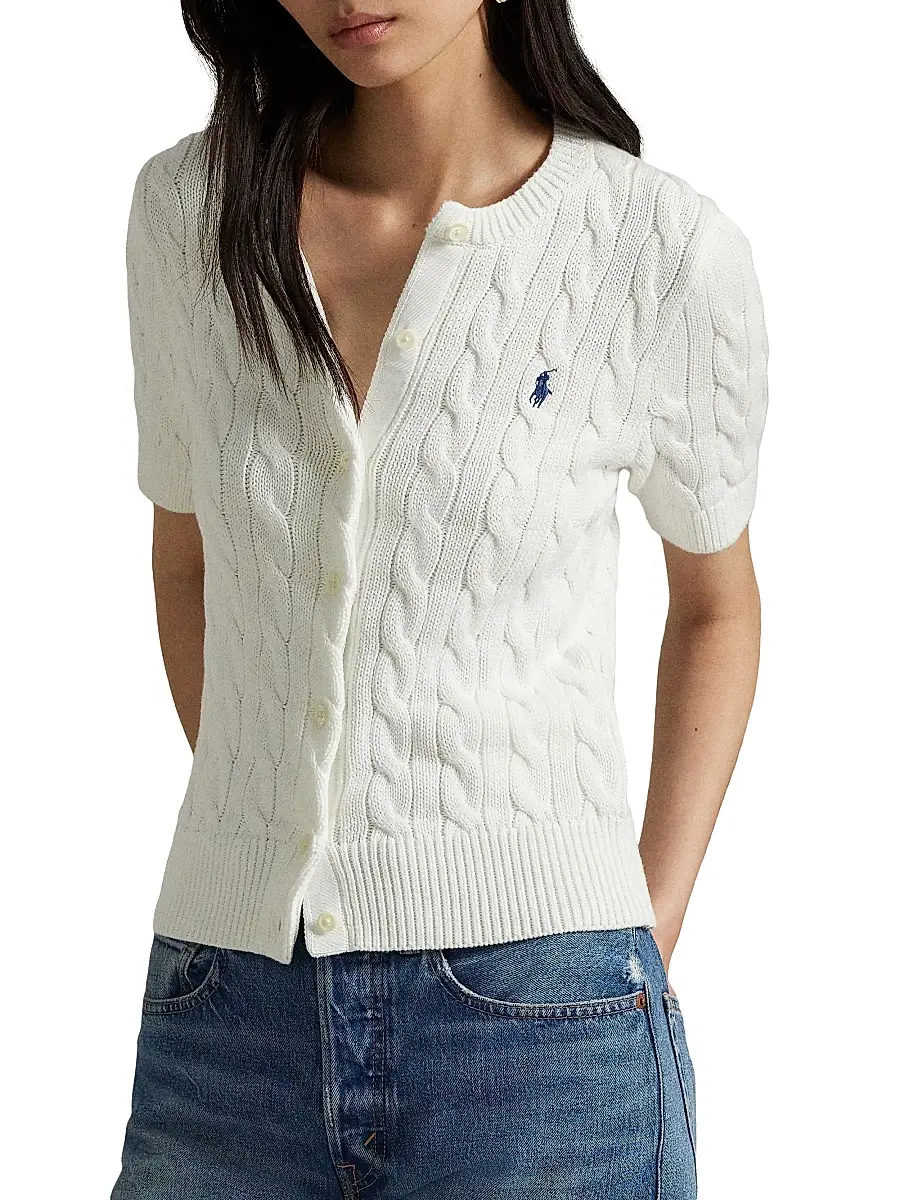 Polo Ralph Lauren Women's Cable-Knit Short-Sleeve Cardigan | Thumbnail 5 Polo Ralph Lauren Women's Cable-Knit Short-Sleeve Cardigan | Thumbnail 5
