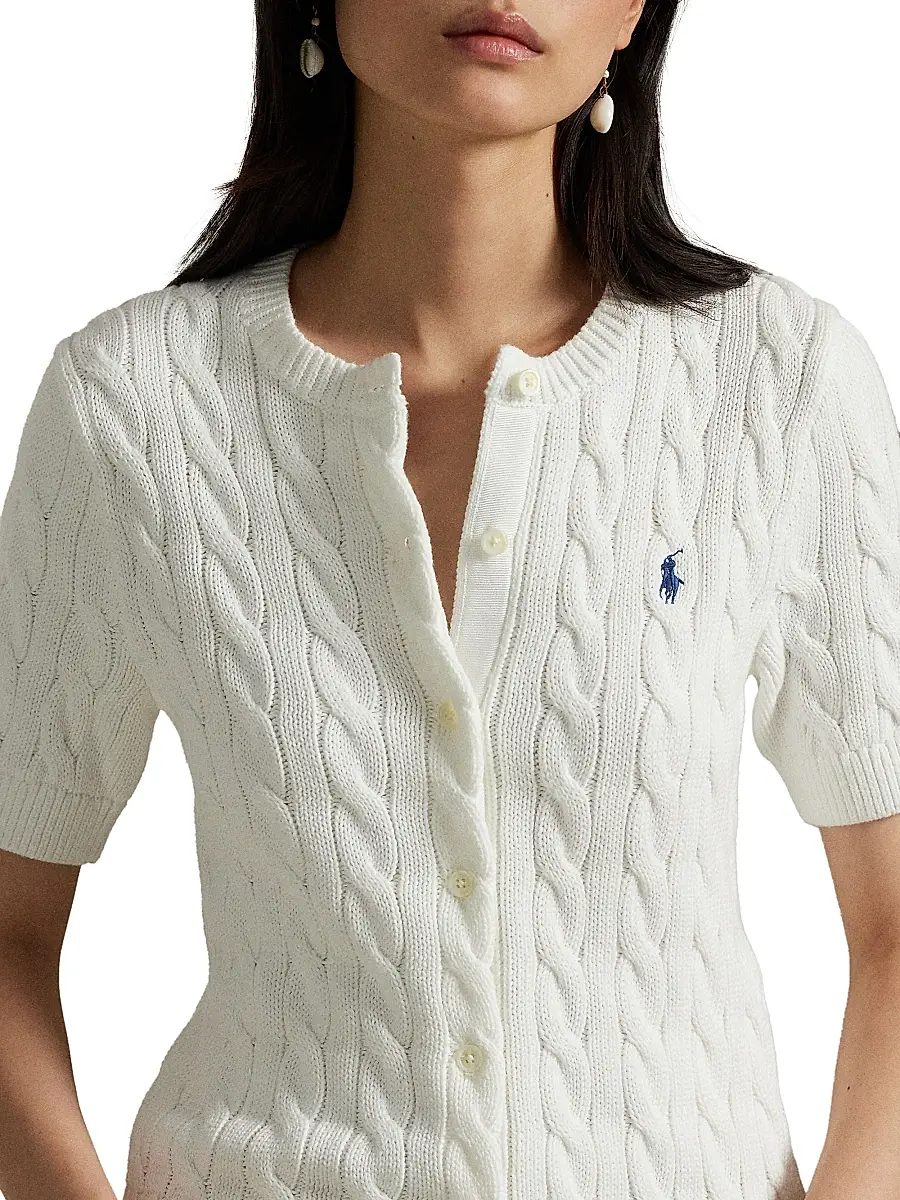 Polo Ralph Lauren Women's Cable-Knit Short-Sleeve Cardigan | Thumbnail 6 Polo Ralph Lauren Women's Cable-Knit Short-Sleeve Cardigan | Thumbnail 6