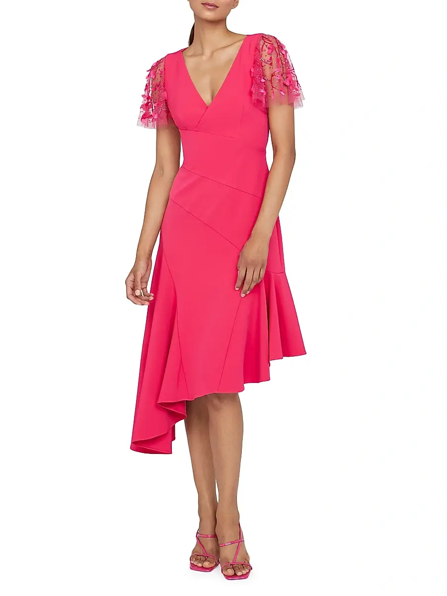 THEIA Women's Jazlyn Embroidered Flutter-Sleeve Cocktail Dress | Thumbnail 2 THEIA Women's Jazlyn Embroidered Flutter-Sleeve Cocktail Dress | Thumbnail 2