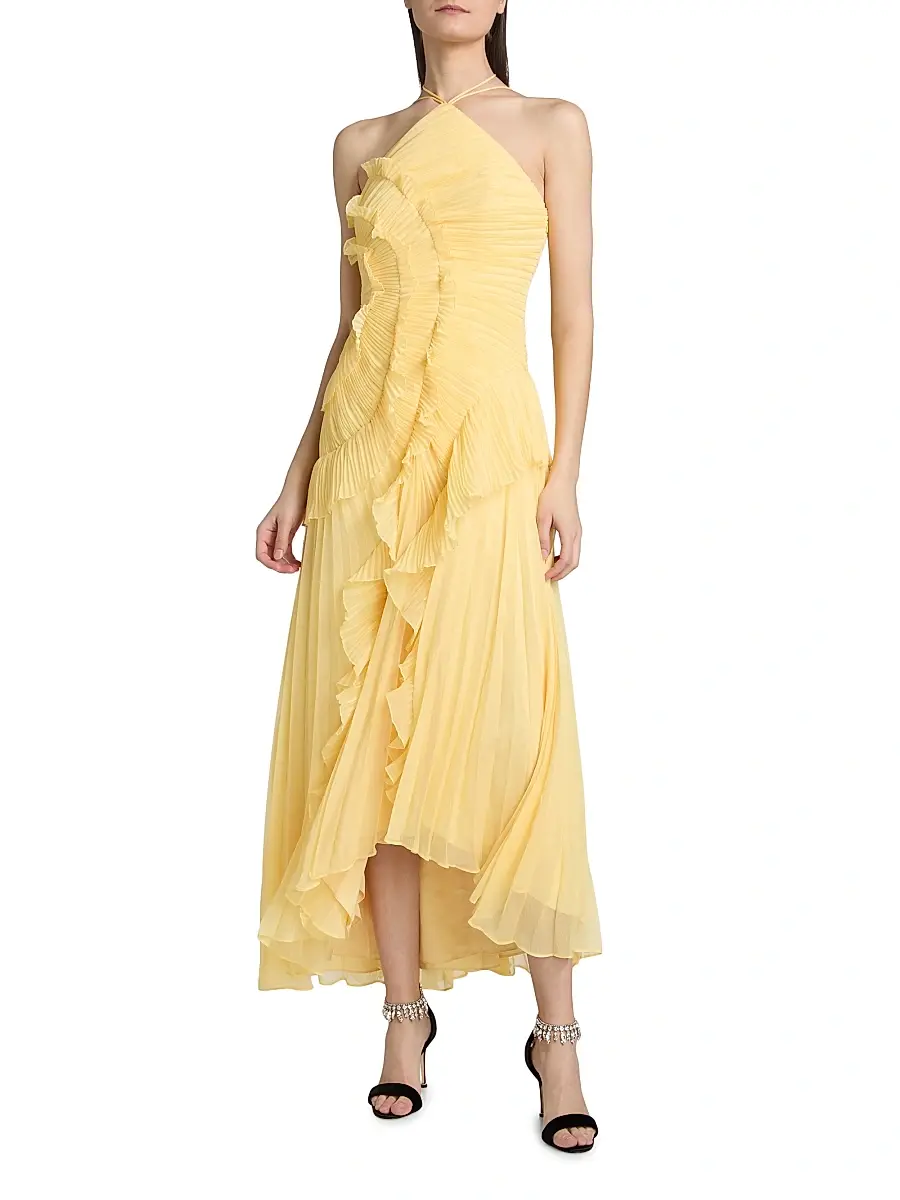 Amur Women's Lorelie Ruffle Halterneck Gown | Thumbnail 2