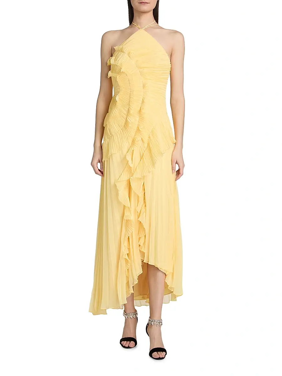 Amur Women's Lorelie Ruffle Halterneck Gown | Thumbnail 3